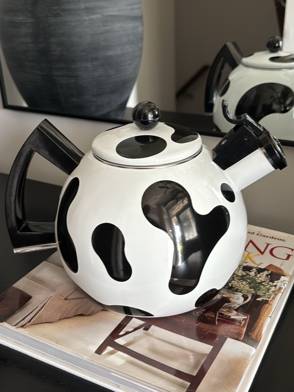 Vintage COPCO Black and White Cow Print Ceramic Teapot
